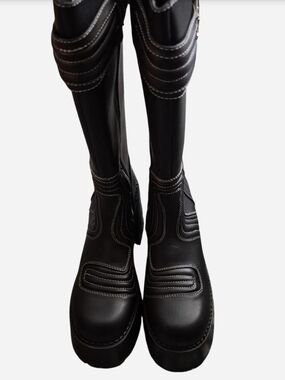 Dolls Kill Black Platform Combat Moto Boots